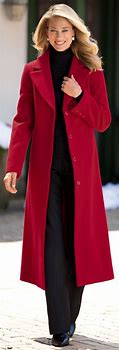 Image result for Red Women Coats with Black Collar