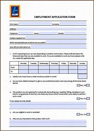 Image result for Aldi Job Application Form