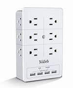 Image result for Universal Wall Charger And Outlet Shelf, 6X Outlet Extender, Surge Protector, 3X USB Port