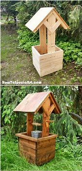 Image result for Scrap Wood Wishing Well Planter