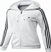 Image result for Adidas White Hoodie Blue Stripes