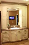 Image result for Bathroom Vanity with Linen Tower Cabinets