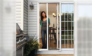 Image result for Grisham 36-In X 80-In White Aluminum Frame Sliding Curtain Screen Door Polyester | SCRHDA36WHT