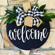 Image result for Black White Check Come in Door Hanger