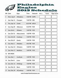 Image result for Phila Eagles Schedule Printable