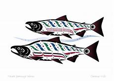 Haida Spawning Salmon by Clarence Mills Haida art Fish art Canadian art
