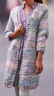 Image result for Long Sweater Coat Knitting Pattern