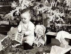 Image result for Vintage Opening Christmas Presents