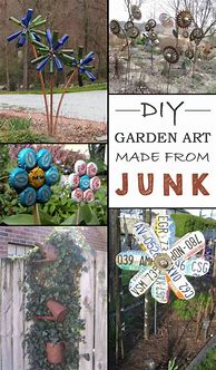 Image result for Unique Garden Art From Junk