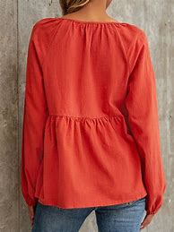 Image result for Red Sleeve Tops Shirt Crew Neck