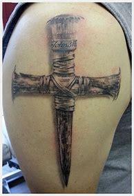 Image result for Cross Tattoo On the Shoulder with Wrenches