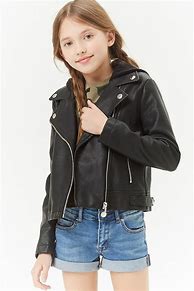 Image result for Faux Leather Hooded Moto Jacket