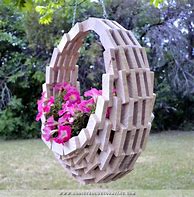 Image result for Wood Hanging Basket Planter