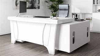 Image result for White Modern Executive Office Desk
