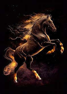 'Horse golden galactlc' Poster by Henry Barre Art | Displate