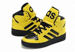 Image result for Adidas Black with Yellow Stripe Shoes