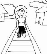 Image result for Cartoon Woman On Railroad Tracks