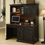 Image result for Black Computer Desk with Hutch for Home