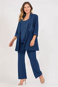 Image result for Pantsuit / Jumpsuit 3 Piece Suit Mother Of The Bride Dress Plus Size Elegant Wrap Included Jewel Neck Floor Length Chiffon Lace Sleeveless With Solid
