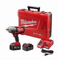 Image result for Milwaukee M18 FUEL With One-Key High-Torque Impact Wrench With Friction Ring Kit - 1/2Inch Drive, 1400 Ft./Lbs. Torque, 2 Batteries, Model 2863-22
