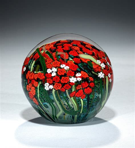 Large Red Rose and Baby's Breath Bouquet Paperweight by Shawn Messenger  