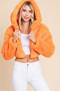 Image result for Faux Fur Cropped Hoodie