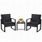 Image result for Lacoo 3 Pieces Patio Conversation Set Bistro Set Morden Furniture Set With Table, Balck