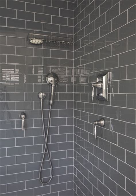 Gray Subway Tile Shower Design Ideas