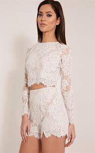 Image result for White Lace Long Sleeve Crop Top