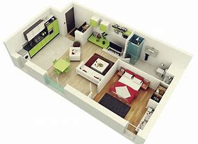 Image result for 1 Bedroom Apartment Plans