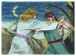 Image result for jacob wrestles with God in the bible 