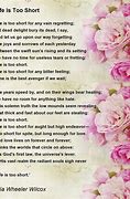 Image result for Life Is Too Short Poem