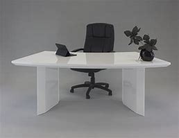 Image result for White Leather Glass Executive Desk