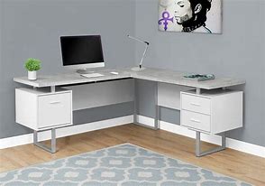 Image result for White Andoak Corner Desk with Storage