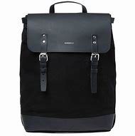 Image result for Sandqvist Black Canvas Leather Backpack