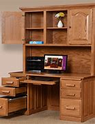 Image result for Wood Computer Desk Hutch