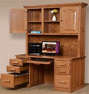 Image result for Solid Wood Computer Desk and Hutch Combo