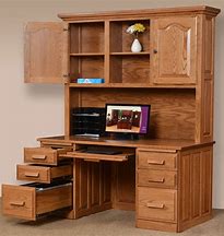 Image result for wooden computer desk with hutch
