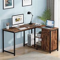 Image result for L-shaped Computer Desk with Hutch and Drawers
