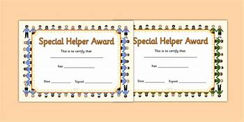 Image result for Best Helper Award Certificate Special