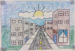 Image result for One Point Perspective City Drawing