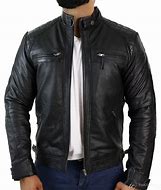Image result for Men Black Leather Biker Jacket