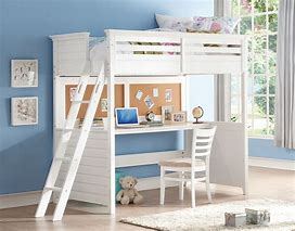 Image result for Wood Twin Loft Bed with Desk