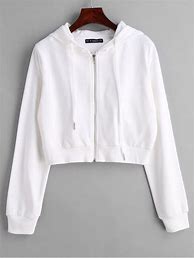 Image result for White Cropped Zip Up Hoodie