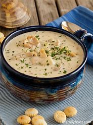 Image result for clam chowder lobster rolls and hush puppies