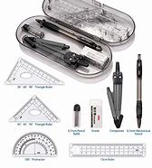 Image result for Math Geometry Kit Set 10 Pieces Student Supplies With Shatterproof Storage Box,Includes Rulers,Protractor,Compass,Pencil Lead Refills,Pencil