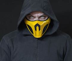 Image result for Scorpion Mask From MK 11 with a White Background