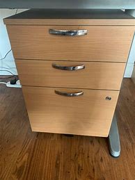 Image result for Straight Office Desk with Drawers