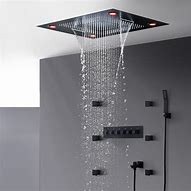 Image result for Luxury Large Rain Shower Head System Black