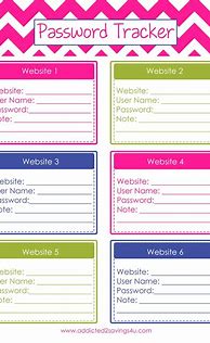 Image result for Username and Password Organizer Printable